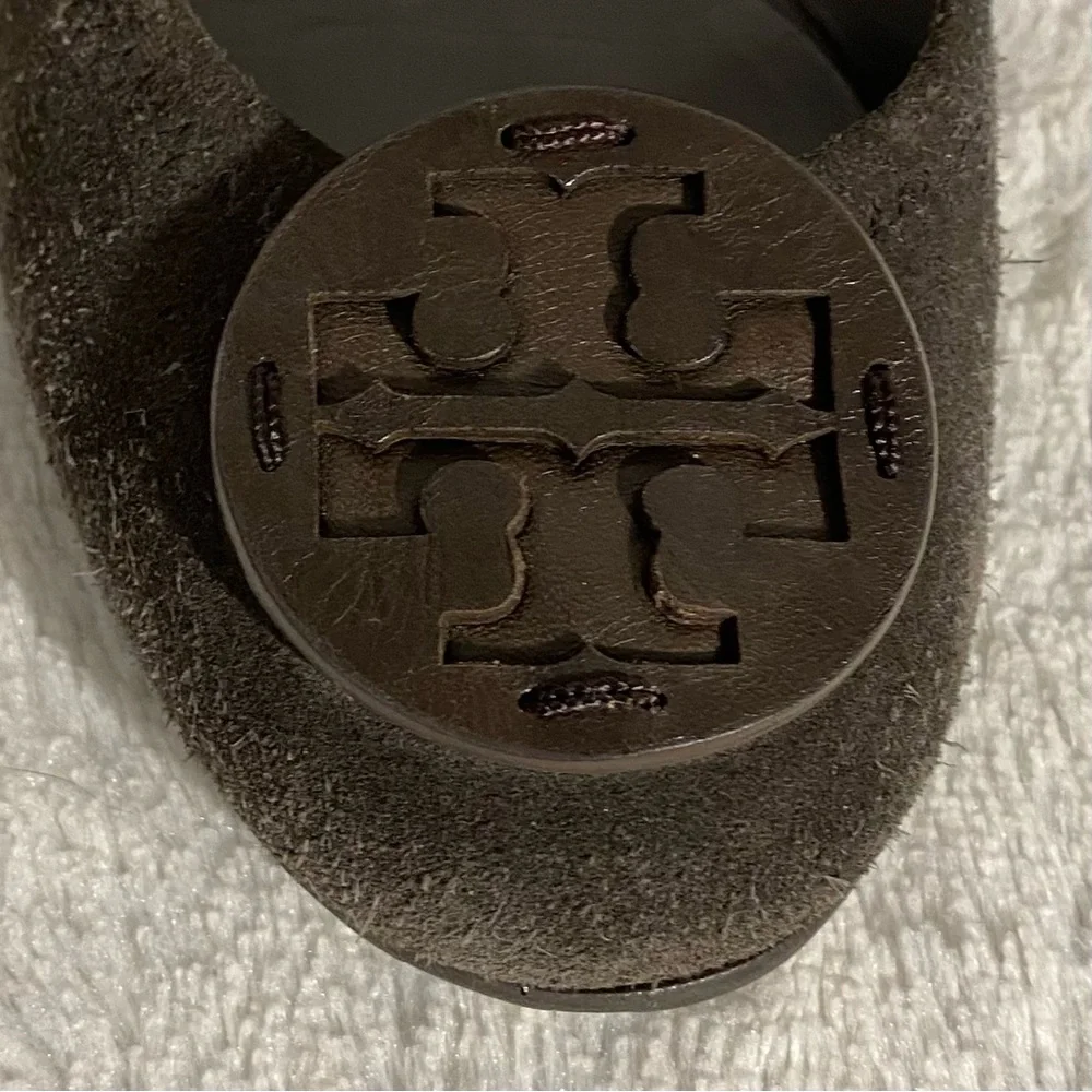 Tory Burch Sally Spilt Suede Wedge Heels Women’s Size 10M Elephant Gray